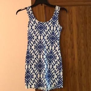 Blue and white summer bodycon dress